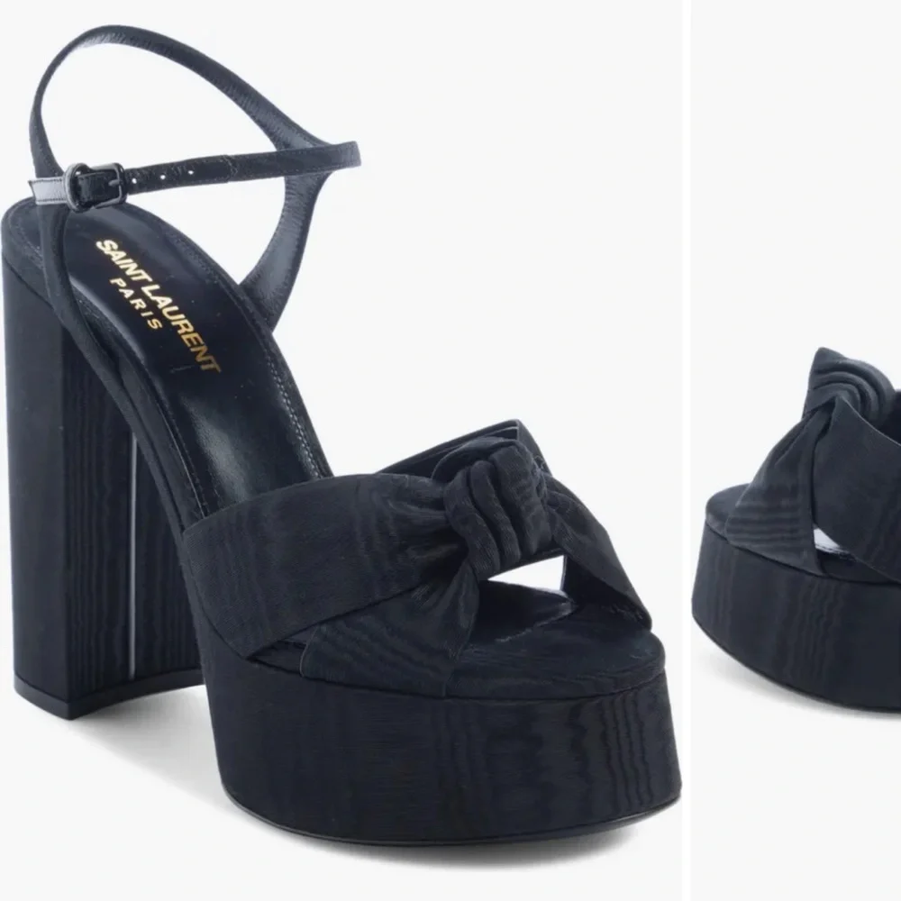 Saint Laurent Black Knotted Platform Heels - Picture 2 of 2